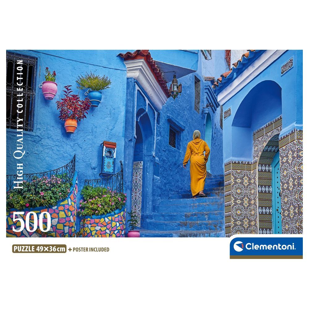 Puzzle Clementoni de 500 piezas con una calle azul de Chefchaouen - 2