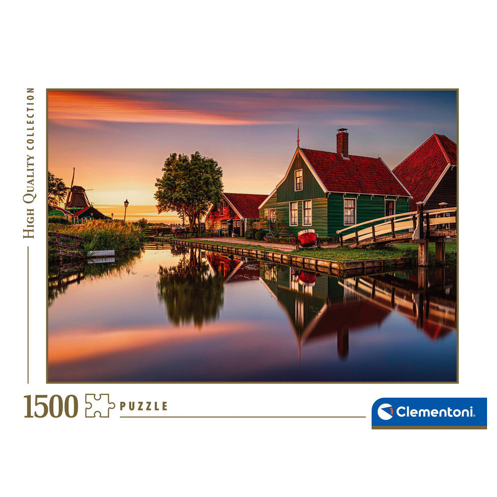Puzzle Clementoni de 1500 piezas con paisaje de Zaanse Schans al atardecer - 2