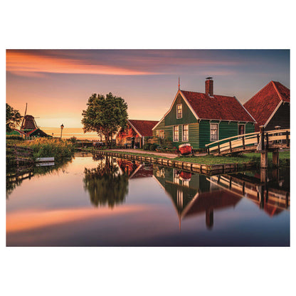 Puzzle Clementoni de 1500 piezas con paisaje de Zaanse Schans al atardecer - 3