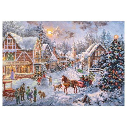 Puzzle Clementoni de 1000 piezas con pueblo navideño nevado y árbol de Navidad - 2