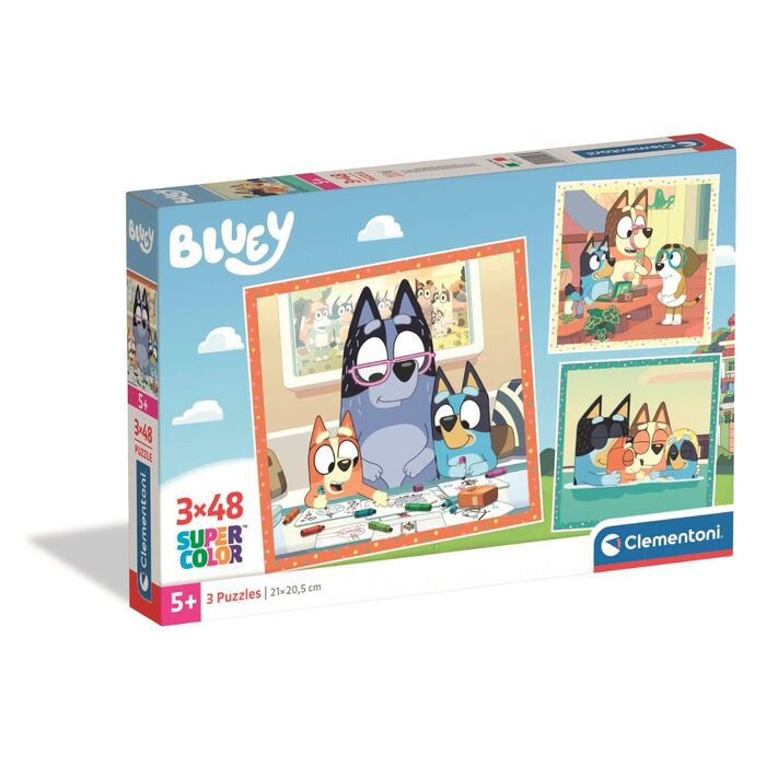 Caja de 3 puzzles de Bluey Clementoni de 48 piezas