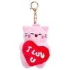 Llavero de peluche Pembe con gato rosa y corazón rojo