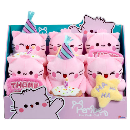 Peluche Pembe de gato rosa con diseño surtido