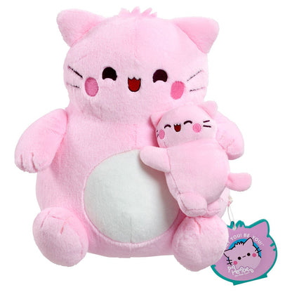 Peluche Pembe rosa abrazando a un gatito pequeño