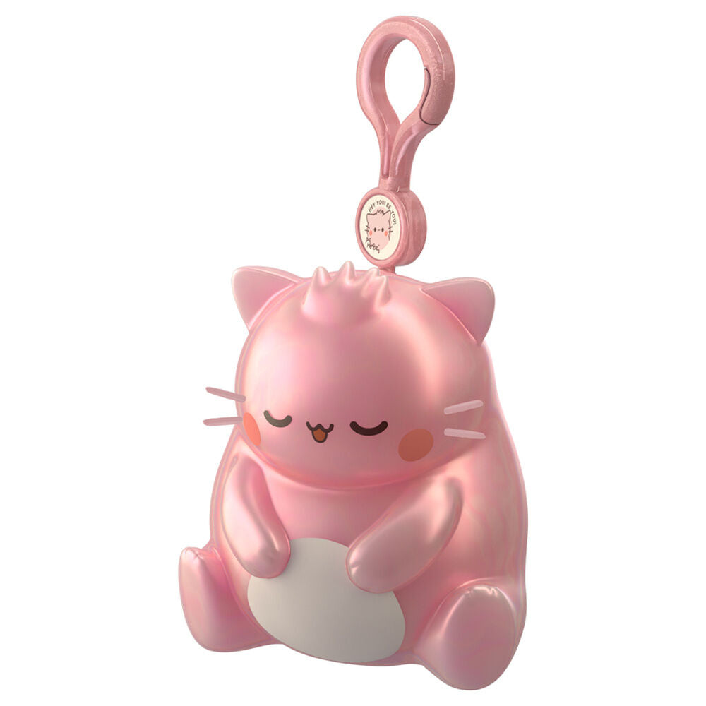 Llavero Squishy Friends Pembe con diseño de gato rosa y clip - 2