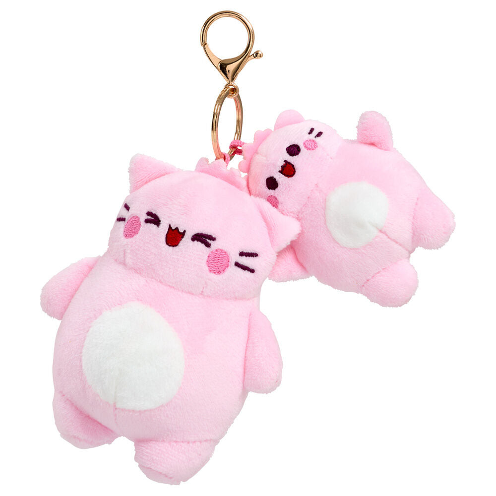 Llavero de peluche Pembe con gato rosa y corazón rojo - 3