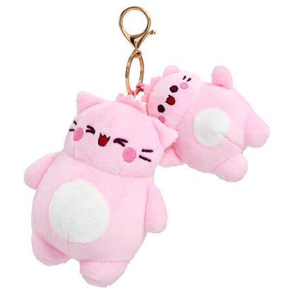 Llavero de peluche Pembe con gato rosa y corazón rojo - 3