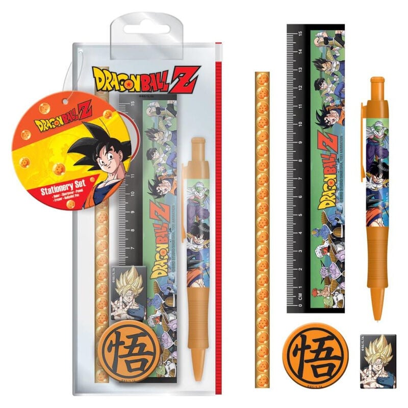 Set de papelería Dragon Ball Z con regla, lápiz y bolígrafo