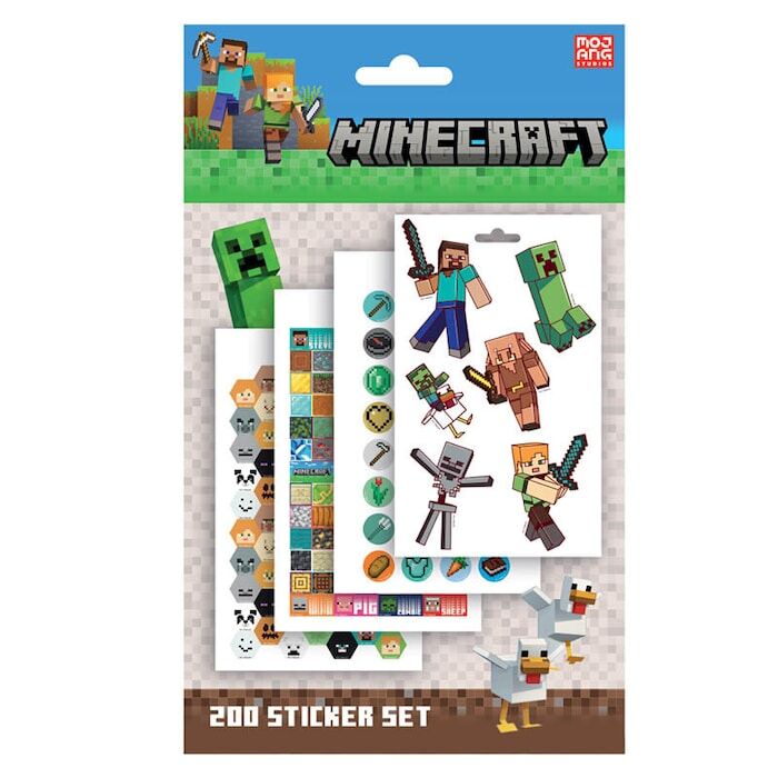 Set de 200 pegatinas Minecraft con personajes y criaturas