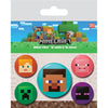 Set de 5 chapas Minecraft con Steve, Alex, Creeper, Enderman y cerdo