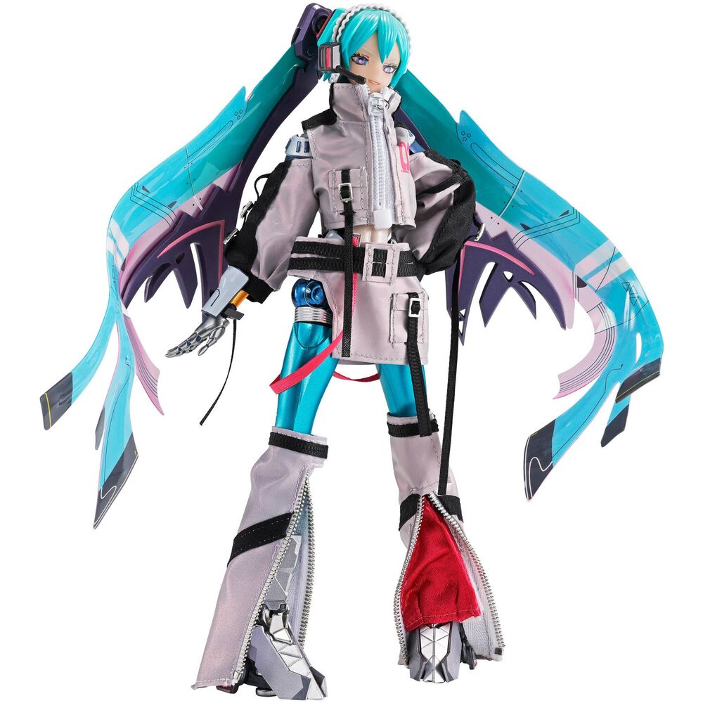 Figura articulada de Hatsune Miku de 18 cm con cabello turquesa y diseño futurista