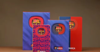 Cuaderno A5 del F.C. Barcelona con portada blaugrana y escudo 3D - 2