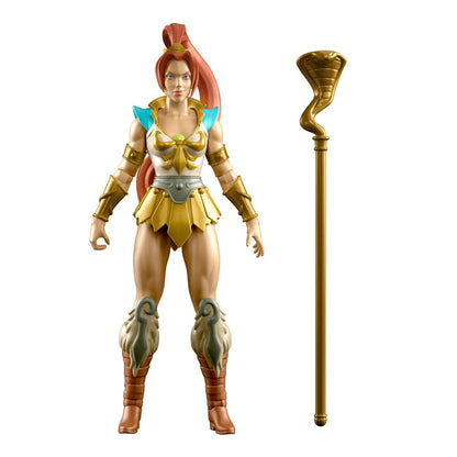 Figura articulada de Teela con armadura dorada y báculo