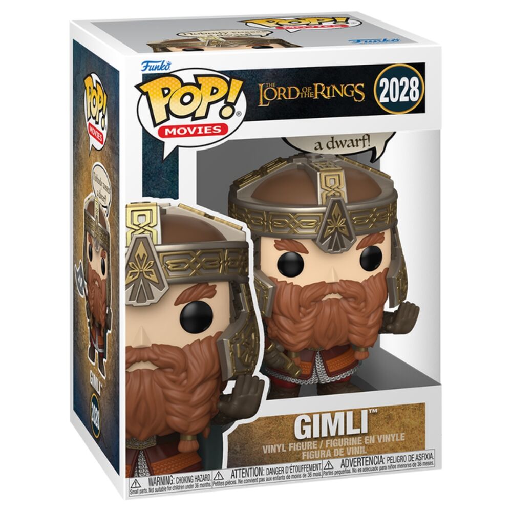 Figura Funko POP! de Gimli con armadura, casco, hacha y burbuja de diálogo - 2
