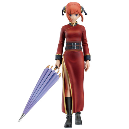 Figura Ichibansho de Kagura de Gintama con traje rojo y paraguas lila