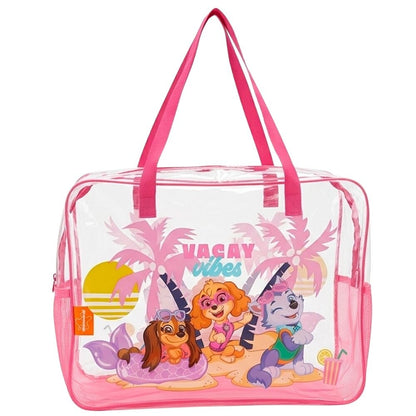 Bolsa de playa transparente Paw Patrol con asas rosas