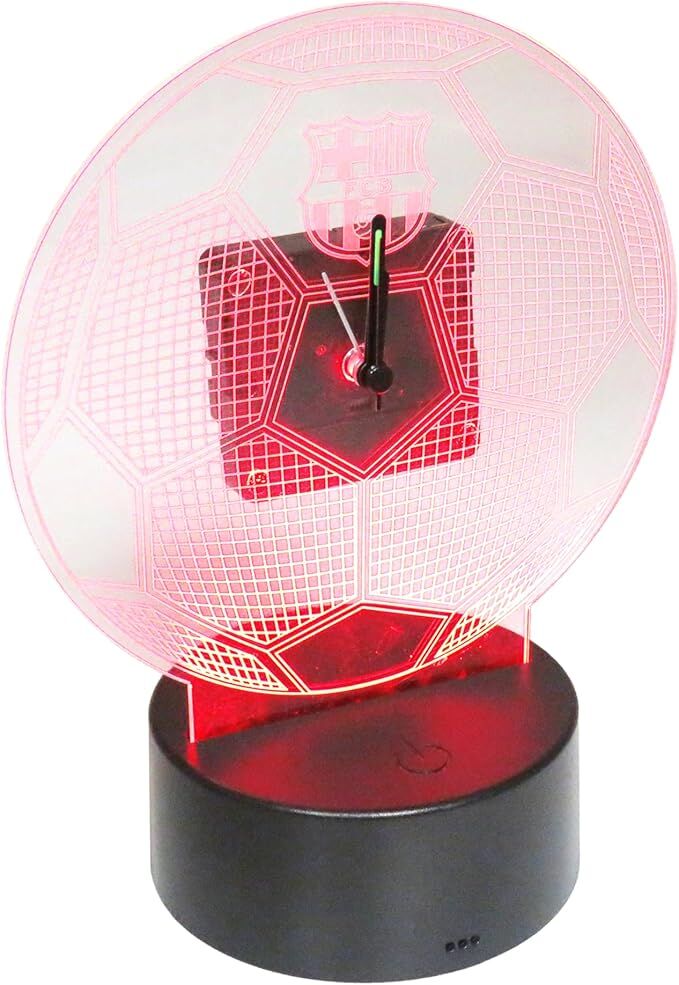 Reloj LED RGB del F.C. Barcelona con diseño de balón y base negra - 2