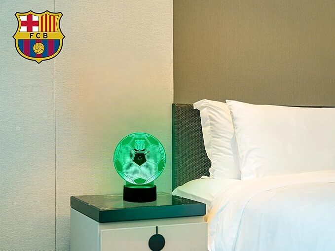 Reloj LED RGB del F.C. Barcelona con diseño de balón y base negra - 3