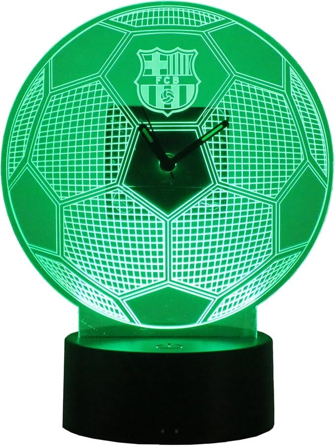 Reloj LED RGB del F.C. Barcelona con diseño de balón y base negra - 4