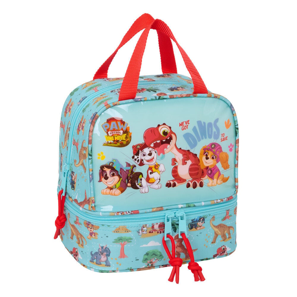 Bolsa portameriendas Paw Patrol Dino Rescue turquesa con asas rojas