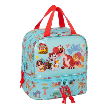 Bolsa portameriendas Paw Patrol Dino Rescue turquesa con asas rojas