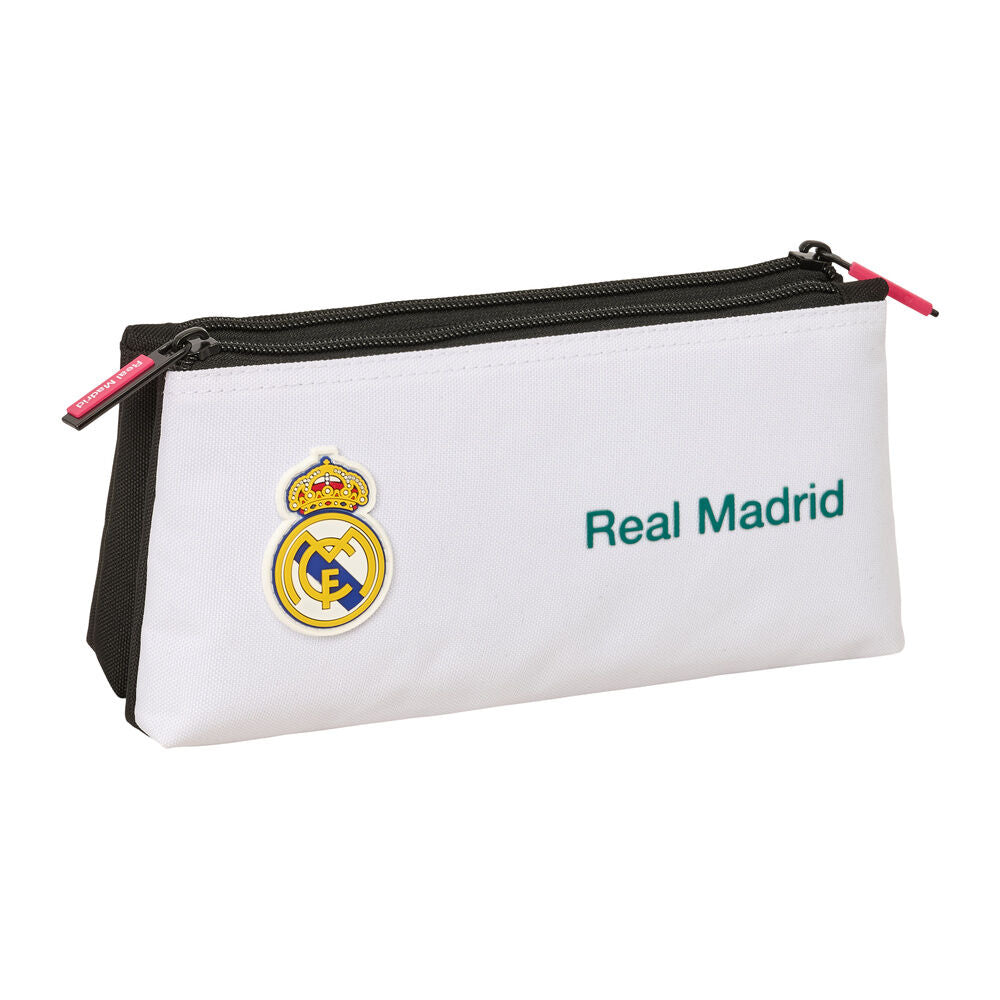 Neceser doble blanco del Real Madrid con dos cremalleras