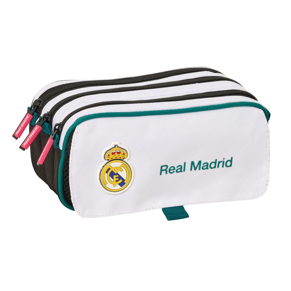 Portatodo triple Real Madrid 26/27 blanco con tres compartimentos