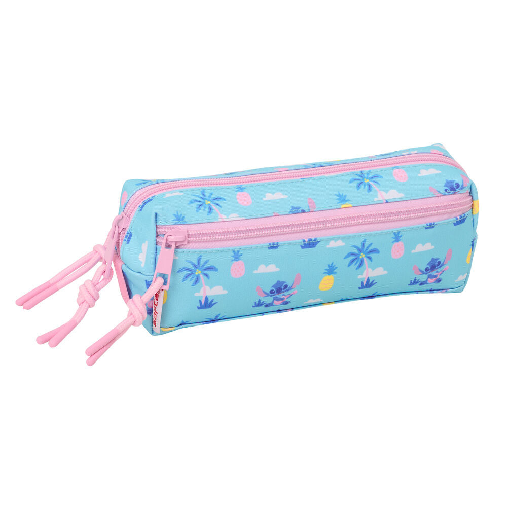 Portatodo triple azul de Stitch Disney con tres cremalleras