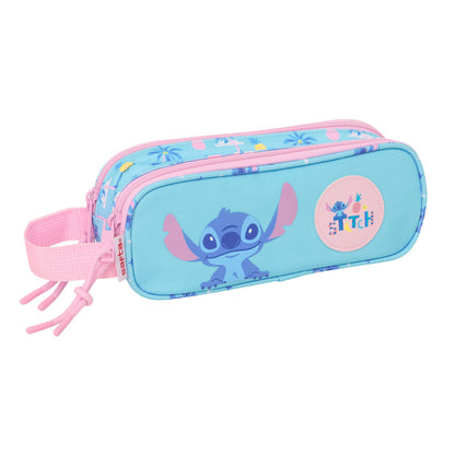Portatodo doble turquesa y rosa de Stitch Disney con dos cremalleras