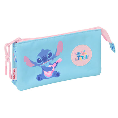 Portatodo triple azul y rosa de Stitch Disney