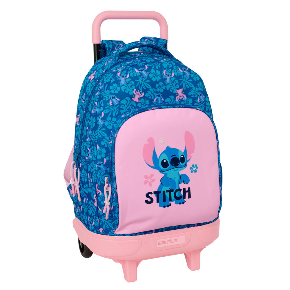 Trolley extraíble azul y rosa de Disney Stitch con mochila y asa