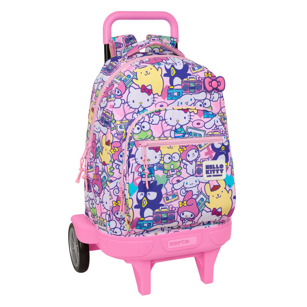 Trolley rosa extraíble Hello Kitty & Friends con mochila y carro SAFTA