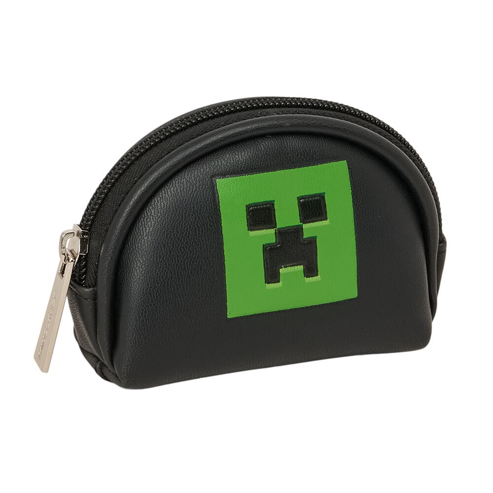 Monedero negro de Minecraft con rostro verde del Creeper
