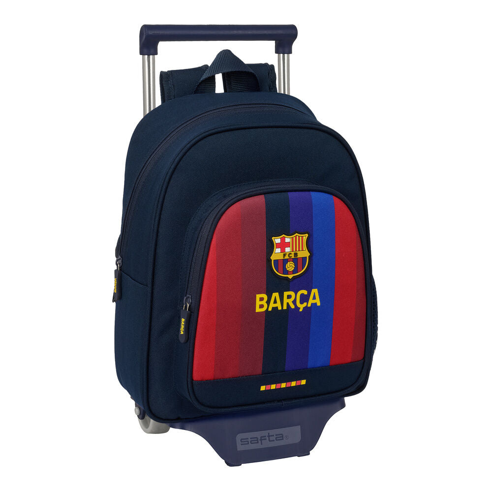 Trolley mochila SAFTA del F.C. Barcelona en azul marino con escudo y franjas rojas y azules