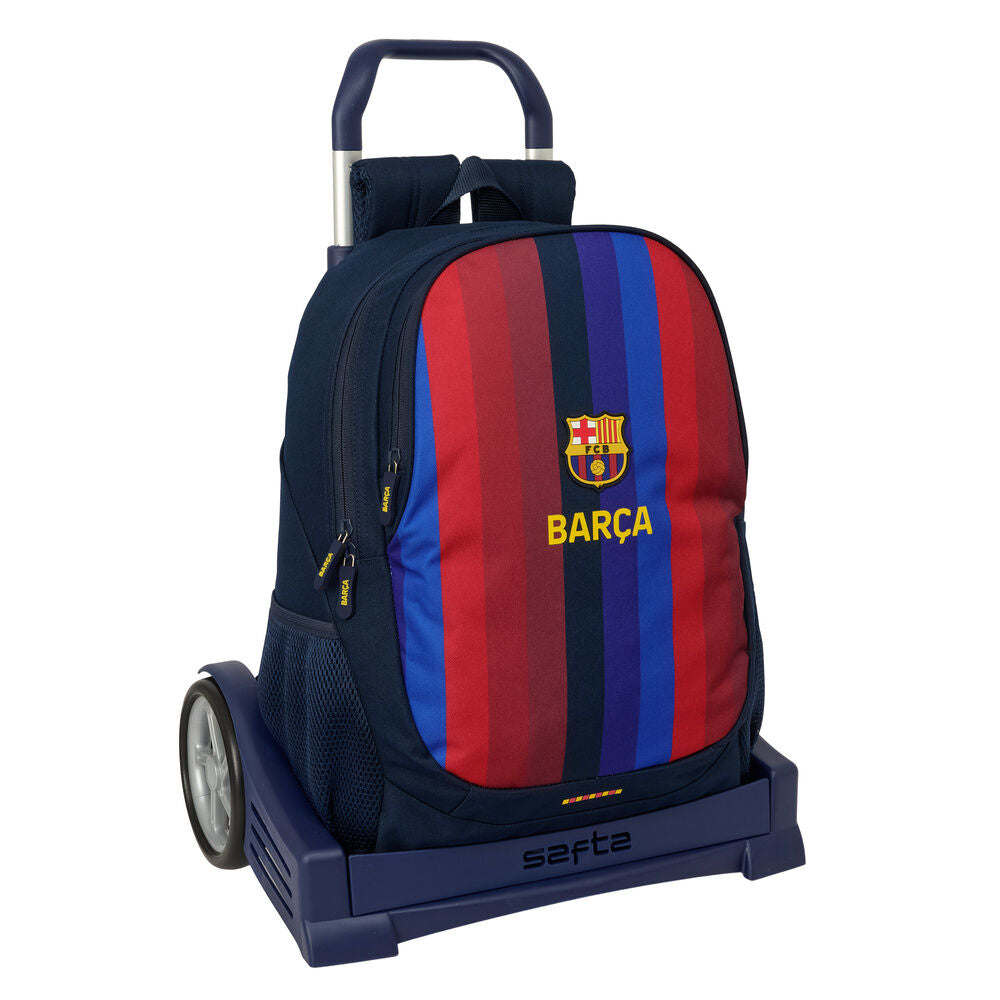 Trolley extraíble SAFTA del F.C. Barcelona con mochila azul, roja y granate