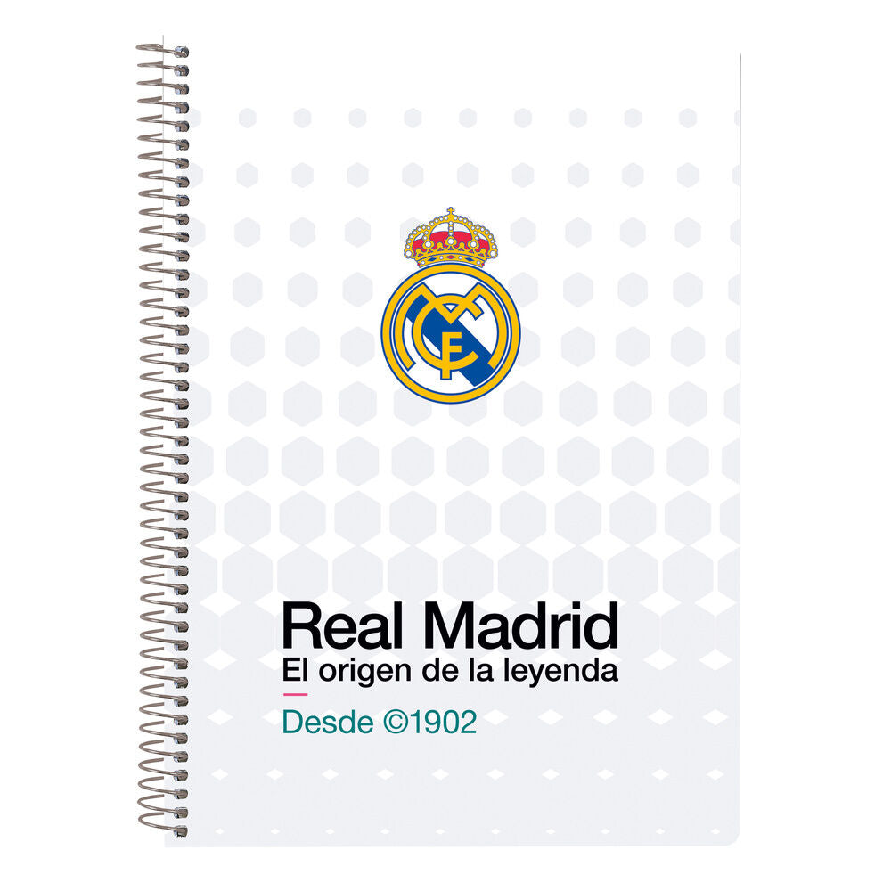 Cuaderno A5 Real Madrid 26/27 SAFTA con espiral metálico