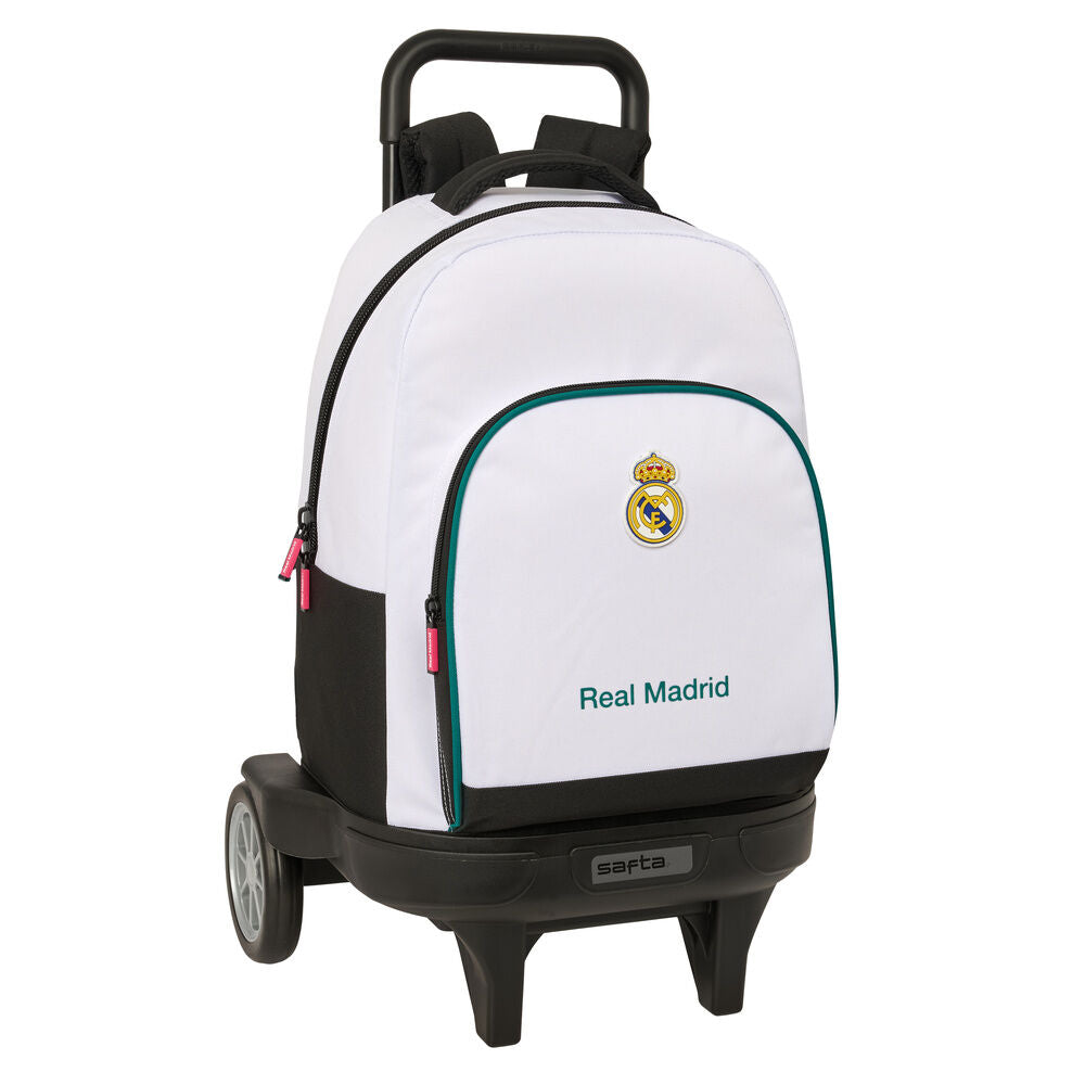 Trolley mochila extraíble blanco y negro del Real Madrid SAFTA