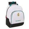 Mochila escolar Real Madrid 26/27 blanca y negra de 42 cm