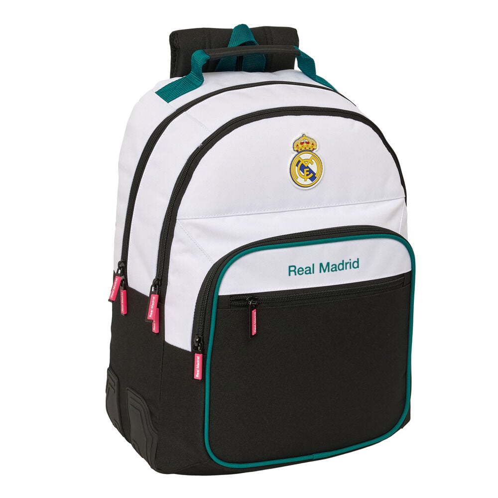 Mochila Real Madrid SAFTA blanca y negra de 42 cm