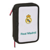 Plumier doble Real Madrid SAFTA blanco y negro con dos compartimentos