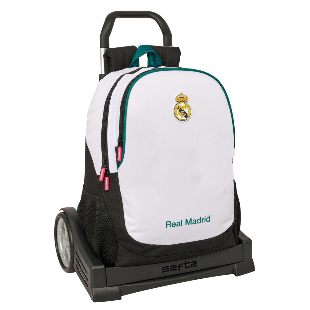 Trolley extraíble blanco y negro del Real Madrid con ruedas SAFTA