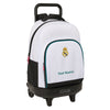 Trolley mochila extraíble blanco del Real Madrid con ruedas y asa telescópica