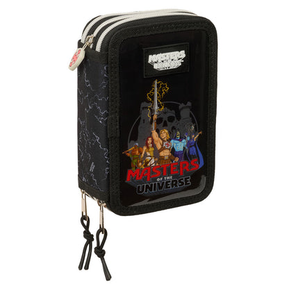 Plumier triple SAFTA Masters of the Universe negro con tres compartimentos