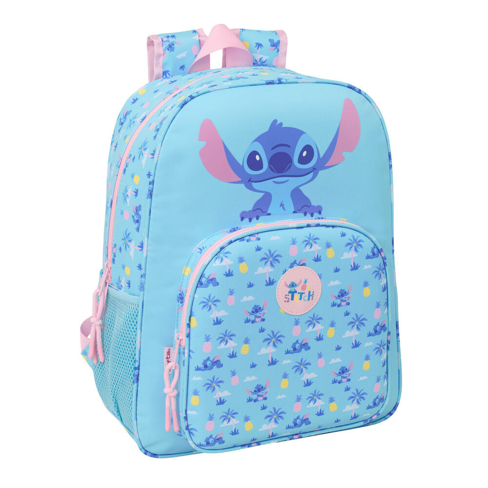Mochila azul y rosa de Stitch Disney con bolsillo frontal