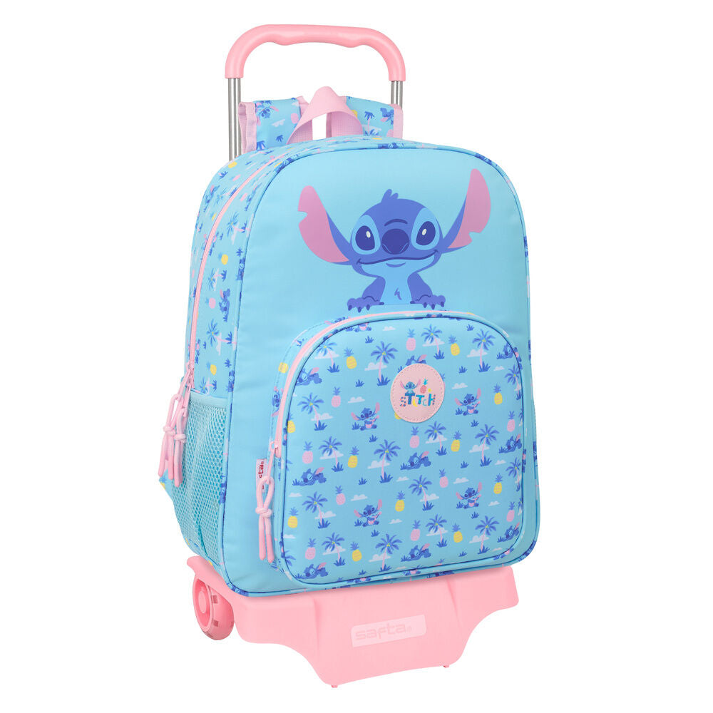 Trolley mochila Stitch Disney azul y rosa con carro extensible