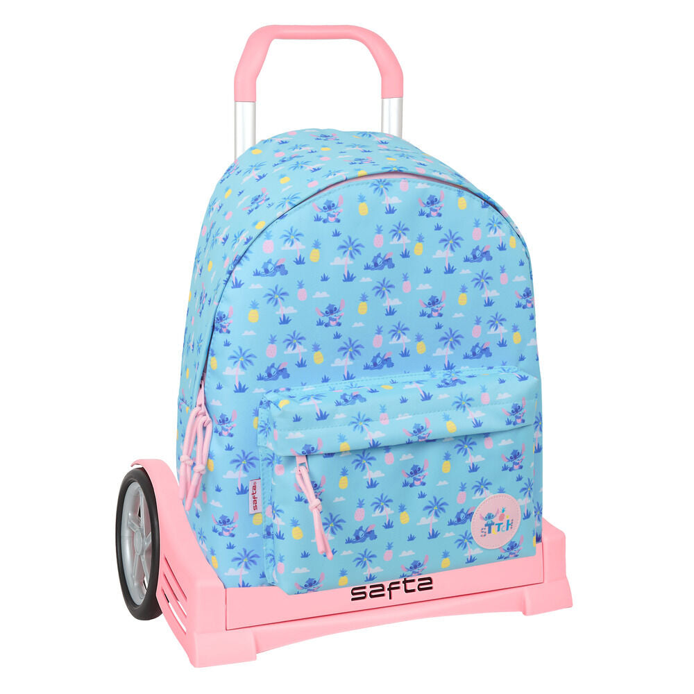 Trolley extraíble azul y rosa con mochila Stitch Disney
