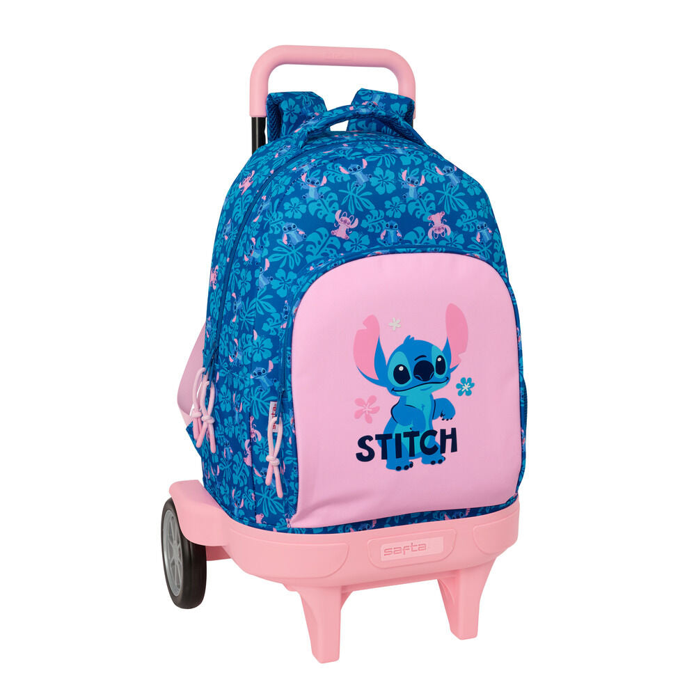 Trolley mochila azul y rosa de Stitch Disney con carro