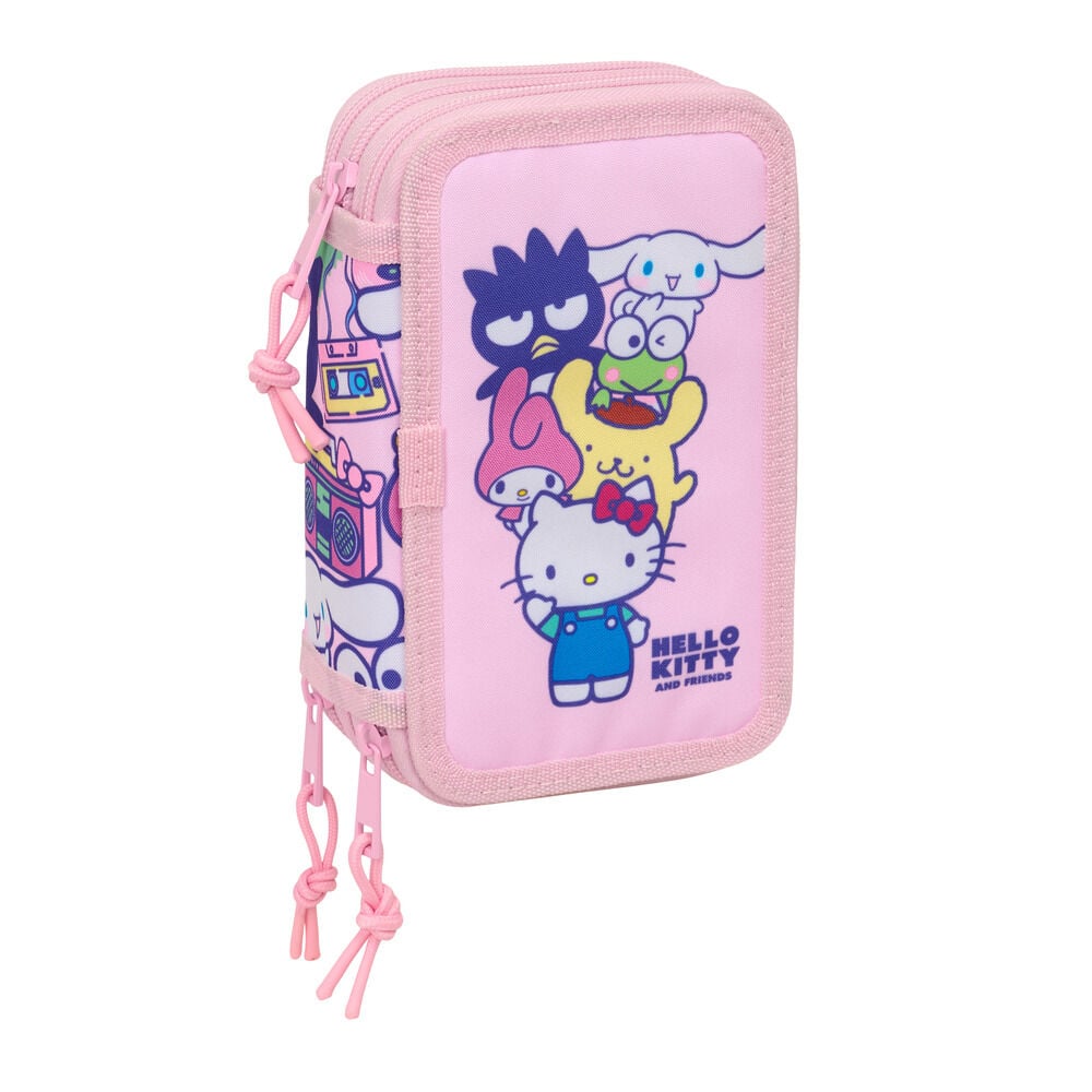 Plumier triple rosa Hello Kitty & Friends de 37 piezas