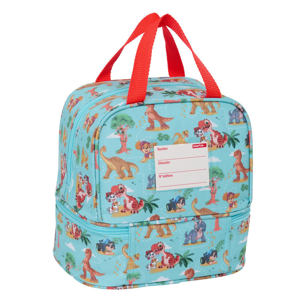 Bolsa portameriendas Paw Patrol Dino Rescue turquesa con asas rojas - 2