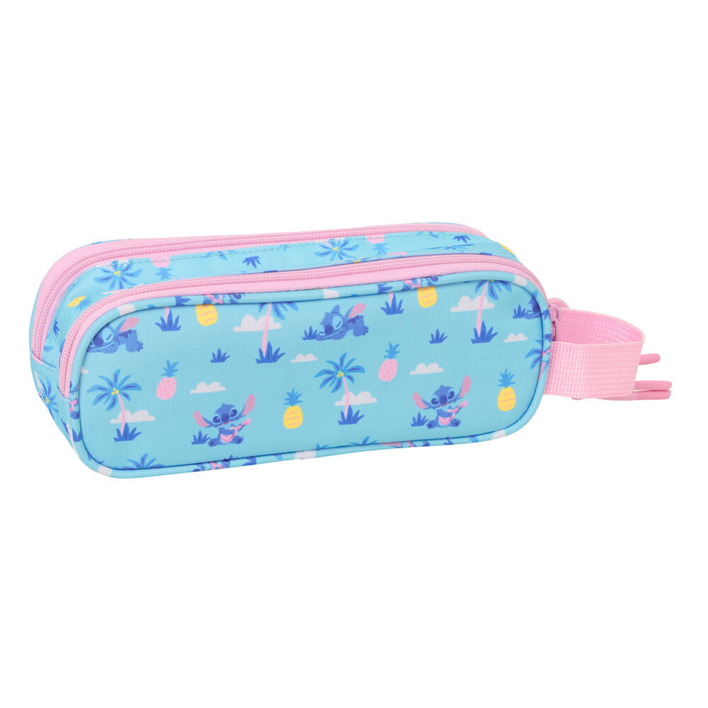Portatodo doble turquesa y rosa de Stitch Disney con dos cremalleras - 2